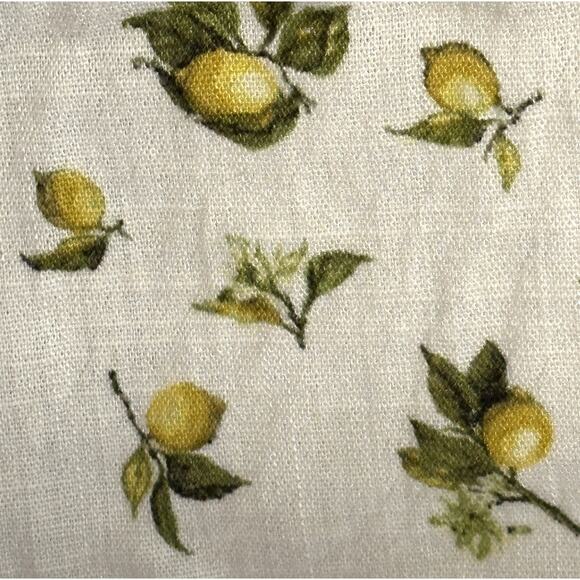 Max Studio Peasant Top Womens Size 2X Lemon Print Cream Green Citrus Boho Knit - Picture 3 of 10